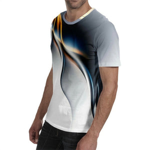 New 3D print high quality fashion sales men&#39;s summer round neck short sleeve T-shirt blue green red purple flame top