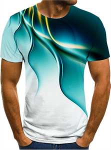 New 3D print high quality fashion sales men&#39;s summer round neck short sleeve T-shirt blue green red purple flame top