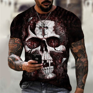 summer hot-sale metal T-shirt 3d t shirt Summer horror tshirt 3d Men fashion t-shirts street Hip-hop style Tops &amp; Tees