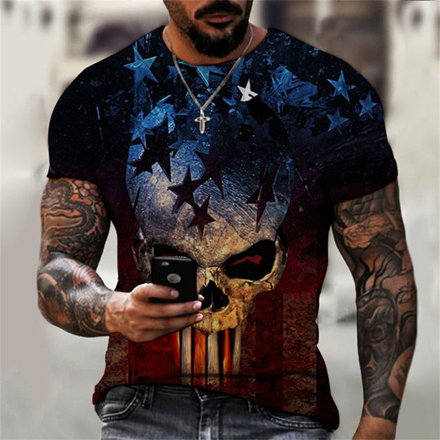 summer hot-sale metal T-shirt 3d t shirt Summer horror tshirt 3d Men fashion t-shirts street Hip-hop style Tops & Tees