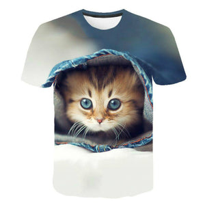 2022 Cat 3D Printed Oversized T-shirt Men Women Summer Fashion Casual Cute Short Sleeve Unisex Harajuku Streetwear Cool Tops
