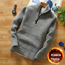 Load image into Gallery viewer, Winter Men&#39;s Fleece Thicker Sweater Half Zipper Turtleneck Warm Pullover Quality Male Slim Knitted Wool Sweaters for Spring
