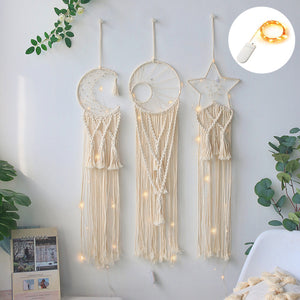 Macrame Dream Catcher Boho Home Decor Moon Ramadan Decoration Macrame Wall Hanging Baby Nordic Room Decoration Kids Nursery