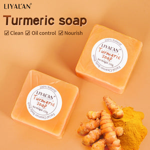 Turmeric Soap Face Cleansing Anti Acne Skin Brighten Remove Pimples Dark Spot Lightening Handmade Ginger Essential Oil Body Bath