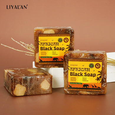 African Black Soap Handmade Organic Shea Butter Anti Rebelles Face Treatment Acne Moisturizing SkinCare Beauty Body Bath 110g