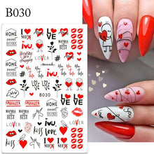 Load image into Gallery viewer, 1pc Love Heart Design 3D Nail Sticker for Valentine&#39;s Day Colorful Heart Self-Adhesive Slider Decals Manicure Decoration