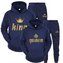 Load image into Gallery viewer, 2022 Fashion Couple Sportwear Set KING or QUEEN Printed Lover Hooded Suits Hoodie and Pants 2pcs Set Streetwear Men Women Cloths