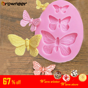 Butterfly Mold Silicone Baking Accessories 3D DIY Sugar Craft Chocolate Cutter Mould Fondant Cake Decorating Tool 3 Colors