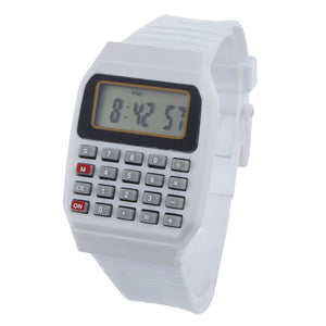 Unsex Silicone Multi-Purpose Time Electronic Wrist Calculator Watch