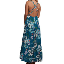 Load image into Gallery viewer, V Neck Bohemian Chiffon Long Dress Strap Cross Backless Maxi Dress for Beach