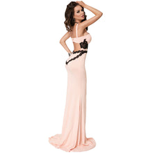 Load image into Gallery viewer, Fashion Women Black Lace Detail Pink Long Prom Party Maxi Dress