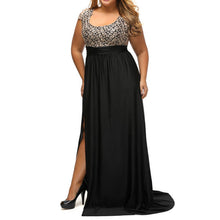 Load image into Gallery viewer, Amazing Gold Lace Overlay Slit Maxi Evening Gown