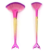 Load image into Gallery viewer, Mermaid Flat Small Fan Foundation Powder Makeup Brush Blush Cosmetic Tools