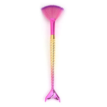 Load image into Gallery viewer, Mermaid Flat Small Fan Foundation Powder Makeup Brush Blush Cosmetic Tools
