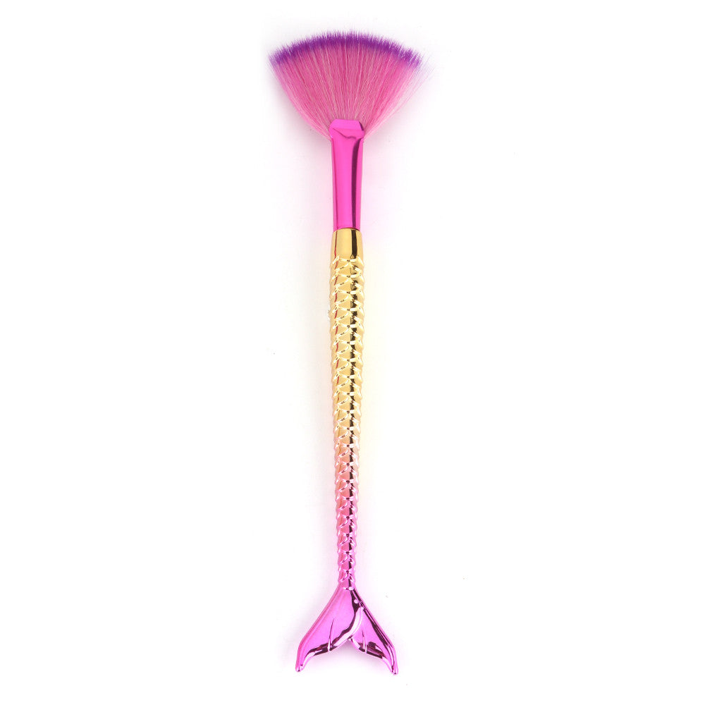 Mermaid Flat Small Fan Foundation Powder Makeup Brush Blush Cosmetic Tools