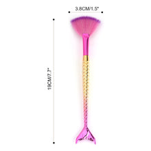 Load image into Gallery viewer, Mermaid Flat Small Fan Foundation Powder Makeup Brush Blush Cosmetic Tools