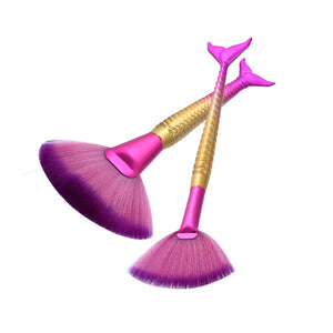 Mermaid Flat Small Fan Foundation Powder Makeup Brush Blush Cosmetic Tools