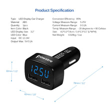 Load image into Gallery viewer, Universal LED Display Dual USB Car Charger Adapter 5V/3.1A Voltage Current Temperature Monitor for Tablet Smart Phone 12-24V