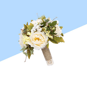 Bride Wedding Bouquet Satin Ribbon Wedding Photography Prop Rose Bridal Bouquet Artificial Flowers for Wedding Party