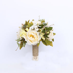 Bride Wedding Bouquet Satin Ribbon Wedding Photography Prop Rose Bridal Bouquet Artificial Flowers for Wedding Party