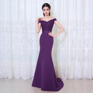 Elegant Noble Women Mermaid Long Evening Dress Sexy Backless Ladies Prom Gown Wedding Clothes