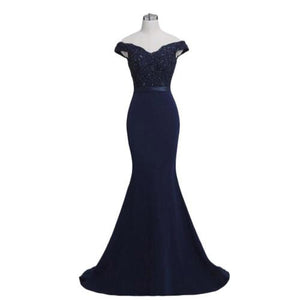 Elegant Noble Women Mermaid Long Evening Dress Sexy Backless Ladies Prom Gown Wedding Clothes