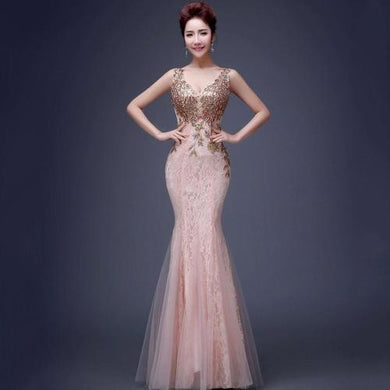 Embroidery Robe Evening Party Dresses Long Lace Dresses