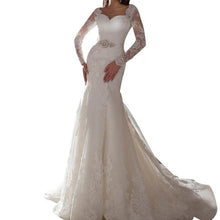 Load image into Gallery viewer, Sexy Mermaid Slim Wedding Dress Long sleeved Lace Bride Party Dress Fish Tail Bridal Grown