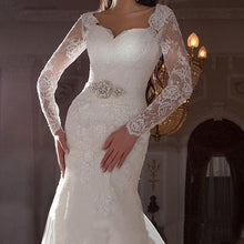 Load image into Gallery viewer, Sexy Mermaid Slim Wedding Dress Long sleeved Lace Bride Party Dress Fish Tail Bridal Grown