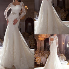 Load image into Gallery viewer, Sexy Mermaid Slim Wedding Dress Long sleeved Lace Bride Party Dress Fish Tail Bridal Grown