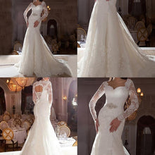 Load image into Gallery viewer, Sexy Mermaid Slim Wedding Dress Long sleeved Lace Bride Party Dress Fish Tail Bridal Grown