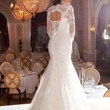 Load image into Gallery viewer, Sexy Mermaid Slim Wedding Dress Long sleeved Lace Bride Party Dress Fish Tail Bridal Grown