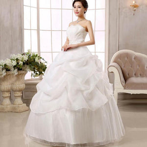Wedding Dress Fashion Women White Luxury Lace Strapless Floor Length Dresses
