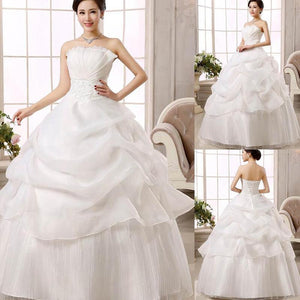 Wedding Dress Fashion Women White Luxury Lace Strapless Floor Length Dresses