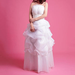 Wedding Dress Fashion Women White Luxury Lace Strapless Floor Length Dresses