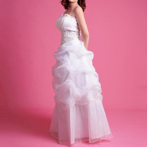 Wedding Dress Fashion Women White Luxury Lace Strapless Floor Length Dresses