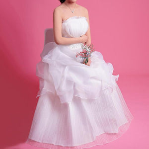 Wedding Dress Fashion Women White Luxury Lace Strapless Floor Length Dresses