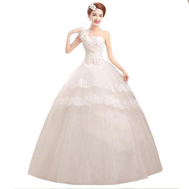 Bridal Dresses Wedding Dress Bridal Floor length Slim Dresses One Shoulder Bandage Wedding Dress