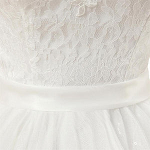 Bridal Party Wedding Bride Word Shoulder Small Tail Wedding Dress Lace Strap Slim