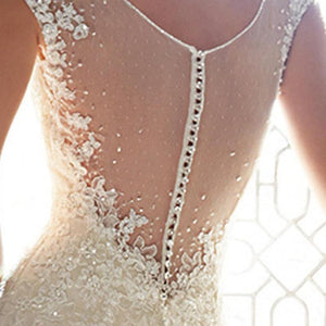Fishtail Wedding Dress Bride New Sleeveless V neck Slim Long Tail Wedding Dress