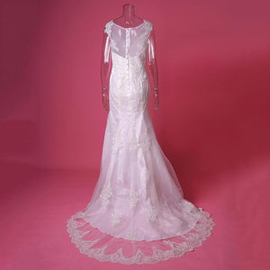 Fishtail Wedding Dress Bride New Sleeveless V neck Slim Long Tail Wedding Dress
