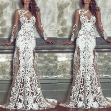 Load image into Gallery viewer, Fashion Sexy Perspective Lace Long Skirt Wedding Evening Dress