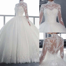 Load image into Gallery viewer, Luxury Cathedral Train Ball Gown Lace Wedding Dresses Real Photo Long Sleeves Bridal Gowns Vestido De Novias