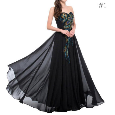 Embroidered Chiffon Peacock Evening Dresses Mopping Dress