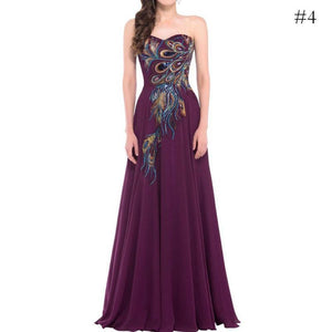 Embroidered Chiffon Peacock Evening Dresses Mopping Dress