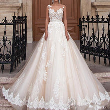 Load image into Gallery viewer, Plus Size Sexy Women Lace Floral A Line Wedding Dress Elegant Backless Bridal Grown