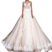 Load image into Gallery viewer, Plus Size Sexy Women Lace Floral A Line Wedding Dress Elegant Backless Bridal Grown