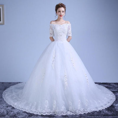 The Bride Wedding Dress A Long Sleeved Shoulder Tail Large Code Slim Tail Wedding New Winter