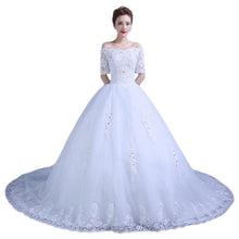 Load image into Gallery viewer, The Bride Wedding Dress A Long Sleeved Shoulder Tail Large Code Slim Tail Wedding New Winter