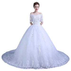 The Bride Wedding Dress A Long Sleeved Shoulder Tail Large Code Slim Tail Wedding New Winter